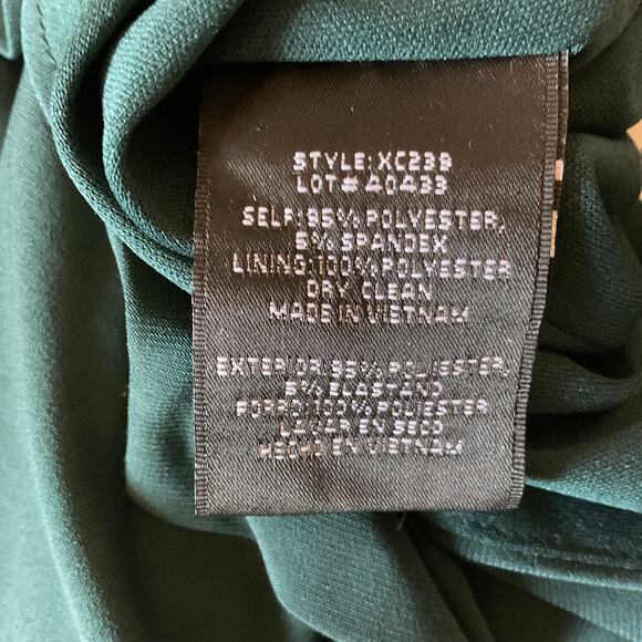 XSCAPE Long Sleeve Column Evening Gown Green Size 12 Thigh Slit Formal Dress - Picture 11 of 14